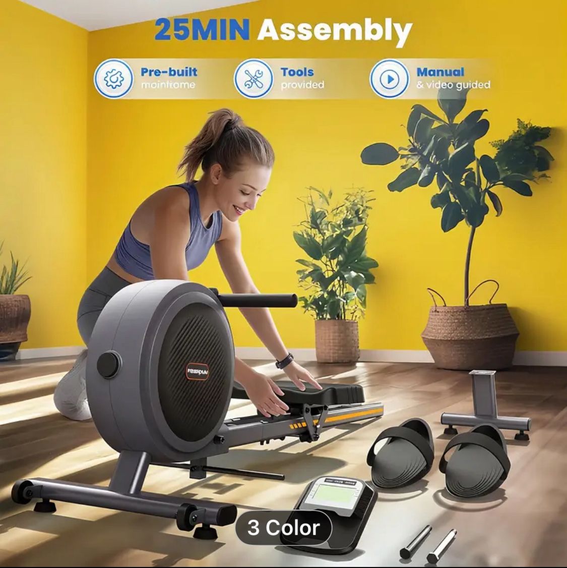 Dual Slide Magnetic Rowing Machine, Foldable Magnetic Rower, Smooth Magnetic Resistance, Workout Equipment For Home Gym Rowing Machine, Full-Body Work