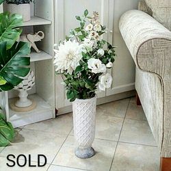  Floor Vase made of Real Glazed Ceramic with Artificial Plants 30" x 12" each, CASH ONLY, PICKUP ONLY -  fake plants faux plants flowers boho 