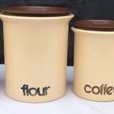 Vintage Set of 4 Mid Century Modern Kitchen Plastic Canisters