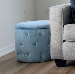 Round Tufted Velvet Storage Ottoman, Set of 2