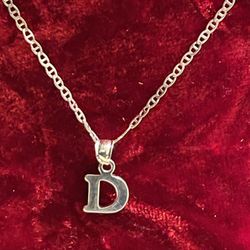 925 NEW SILVER Necklace With  D  Pendant 