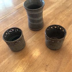 Ceramic Vase & Candle Holders