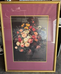 Framed Floral Art Print Gold Frame