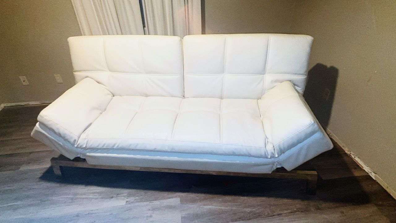 White Leather Sofa Bed – $550 OBO