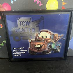 DISNEY TOW MATER FRAMED PICTURE - 11 1/ x 13 INCH - BLACK FRAMED! VERY NICE