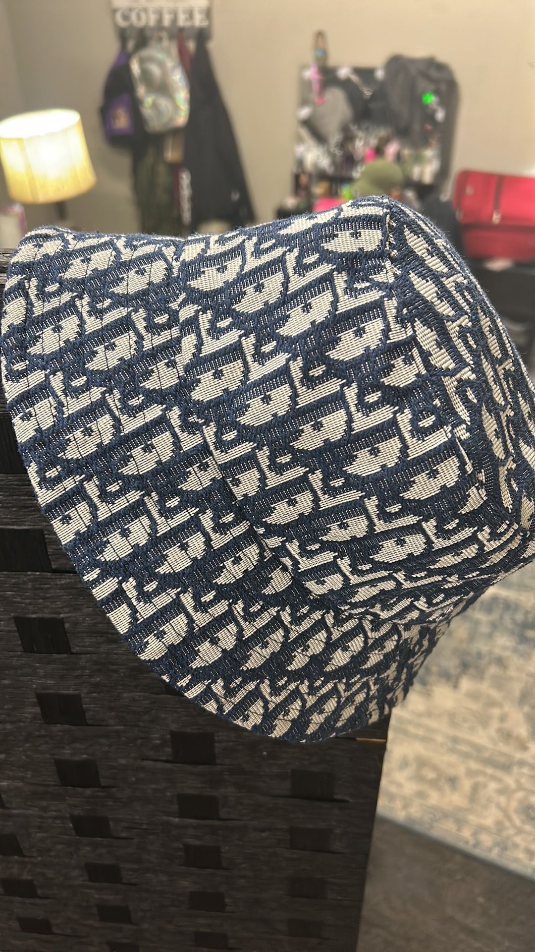 NWT Christian Dior Navy & Beige Jacquard Bucket Hat! 100% Authentic