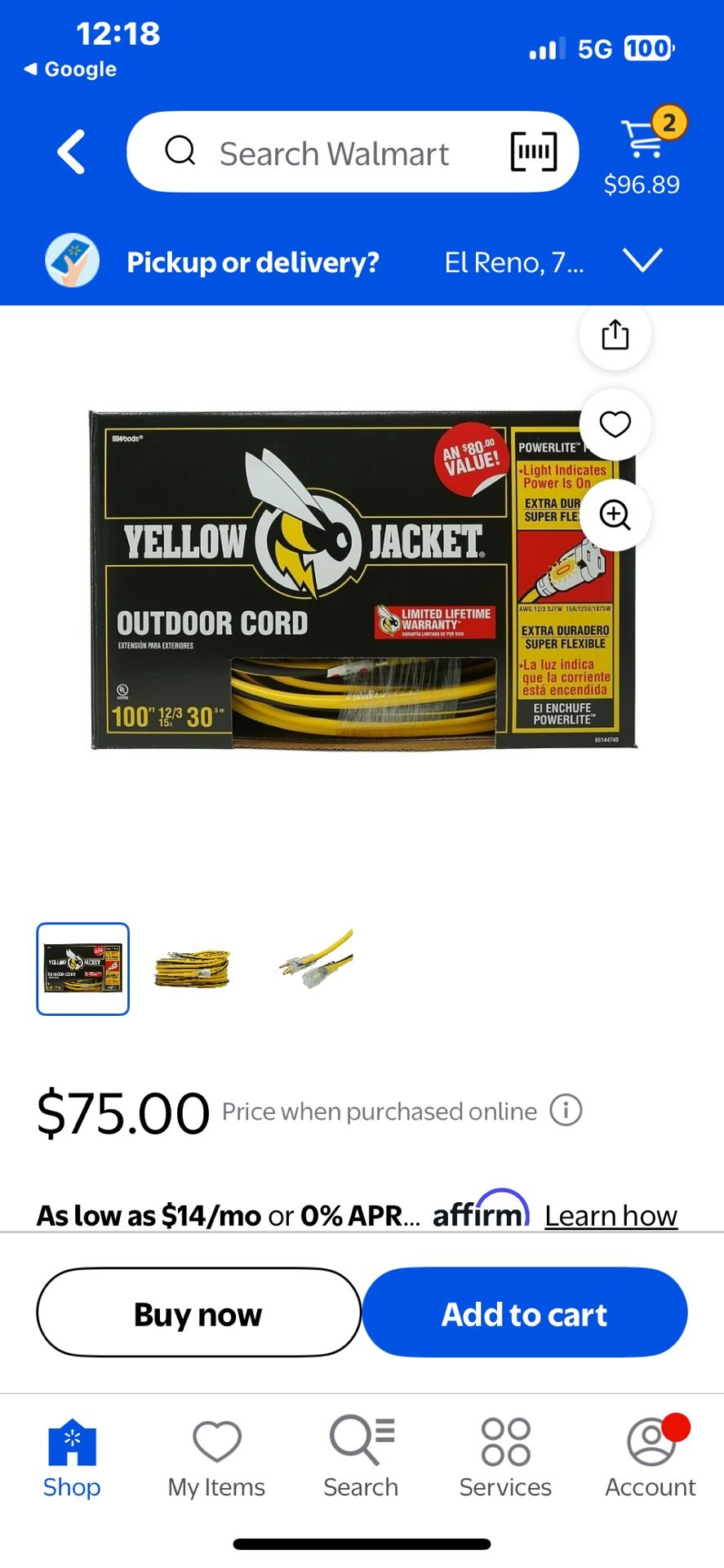 Yellow jacket Extension Cord