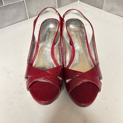 Women’s burgundy red open toe sling back heel size 6.5 pumps