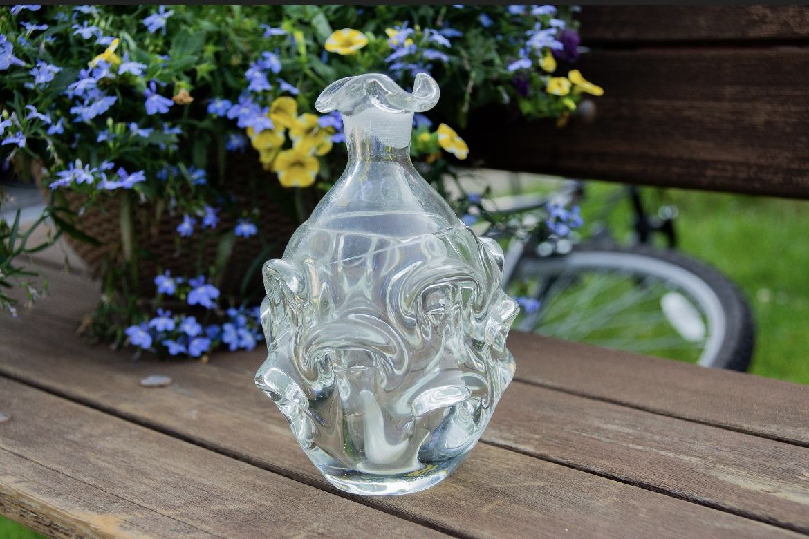 Vintage Whiskey bottle, Vintage glass Decanter, Thumbprint Decanter, Whisky Decanter