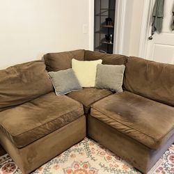 Pottery Barn Suede Corner Sectional Couch