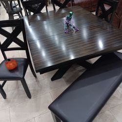*Spooky Sale Event!!!*---Eerie Kelly Dining Table Sets W/4 Chairs And Bench---Delivery And Financing👍