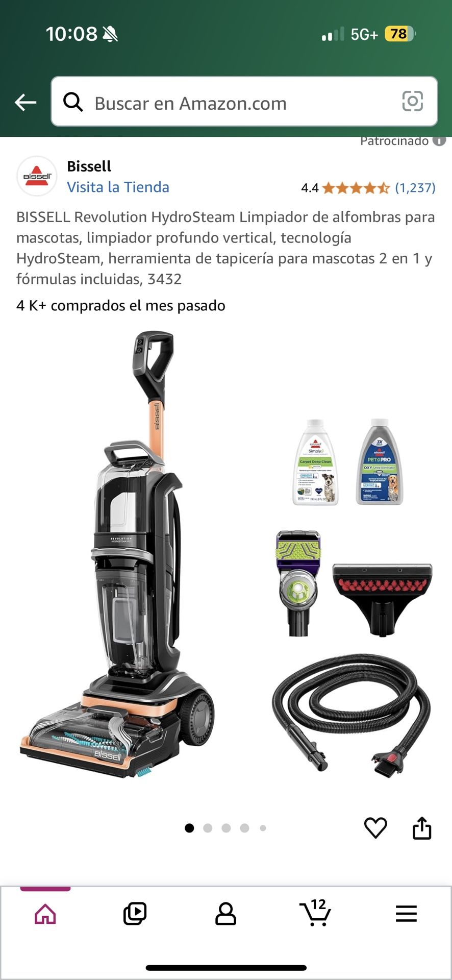 Bissell Revolution Hydro steam Pet Upright Deep Cleaner