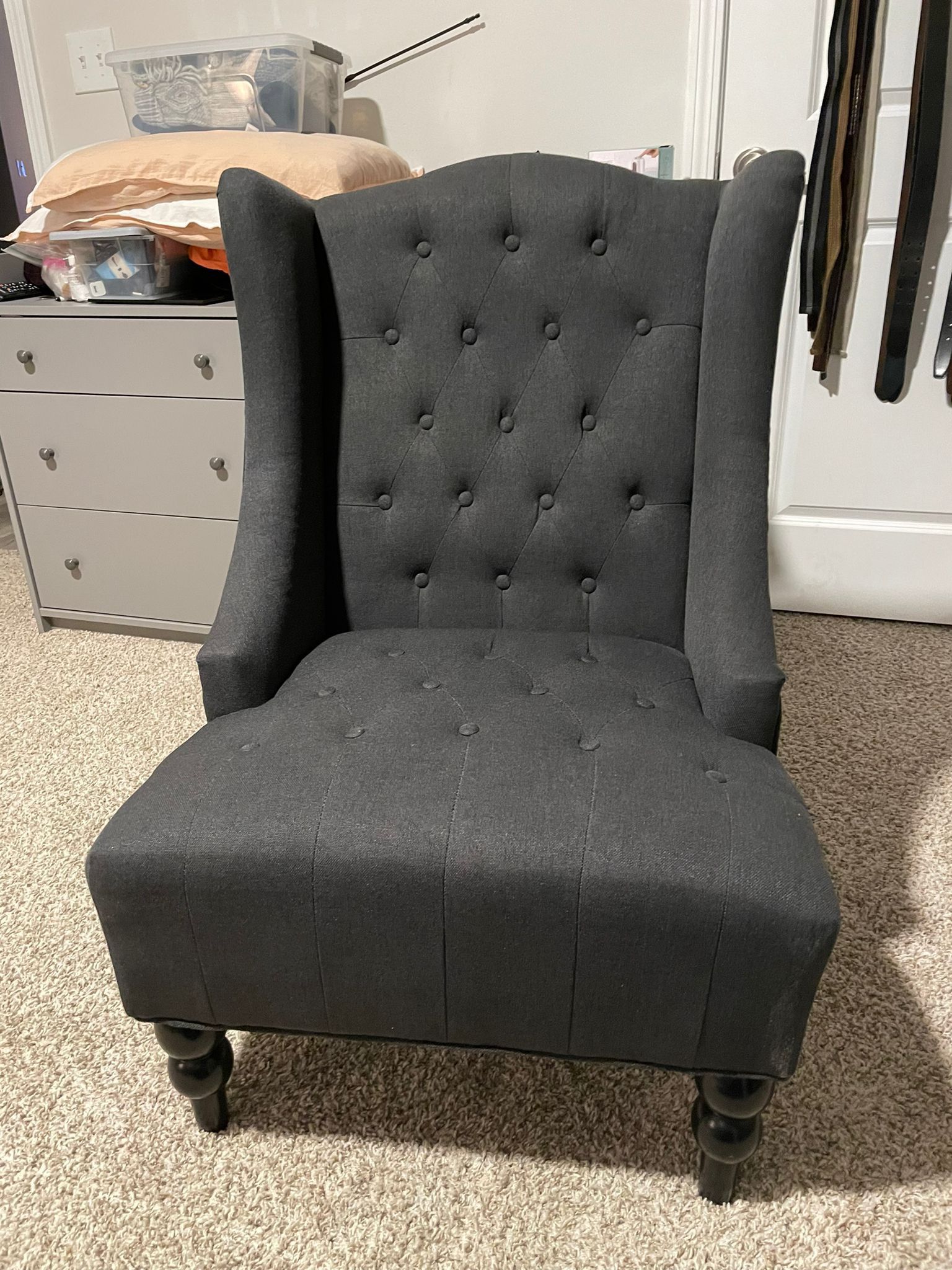 Gray Wingback Chair