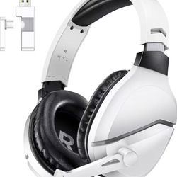 Wireless Gaming Headset with Noise Canceling Microphone for PS5, PC, PS4, 2.4G/Bluetooth Gaming Headphones with USB and Type-c Connector, Wired Mode f