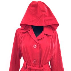 Fog by London Fog Red Hooded Trench Style Coat Sz. L  
