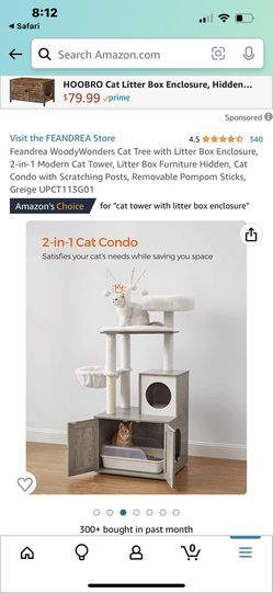  Feandrea Cat Litter Box Enclosure, Litter Box