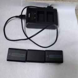Sony NP-FW50 battery 3 batteries and one dual Charger