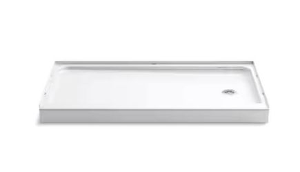60 x 30 Alcove Shower Pan Base with Right Drain in White