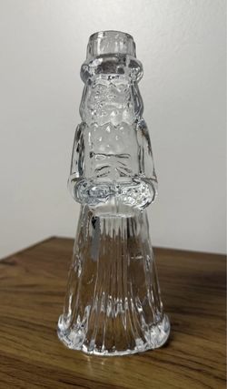 Vintage Santa Claus Taper Candle Holder – Pressed Glass Holiday Decor
