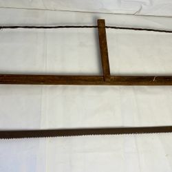 A49 Vintage Antique Amish Handmade Two Person Hand Bow Logging Saw