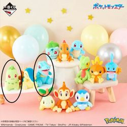Official Pokémon Ichiban Kuji 30th Anniversary Plush – Totodile & Chikorita (Japan Exclusive, New & Sealed)