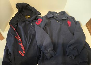 Used. 2 x Polo Ralph Lauren long sleeve t-shirts, 1 with hood. Boys Size 7
