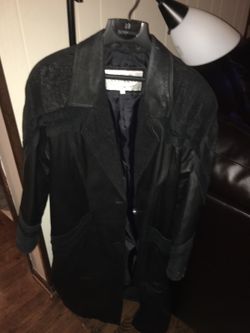Winlet black leather trenchcoat coat