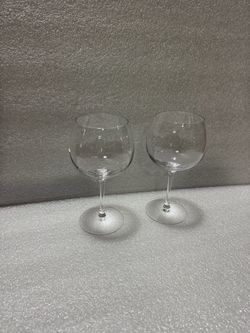 Tiffany & Co. Crystal Wine Glasses Set of 2 Clear Stemware 7.5” Tall