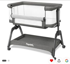 Papablic Baby Bassinet, Bedside Bassinet for Baby with Four-Sided Breathable Mesh & Soft Mattress, Adjustable Bassinet Bedside Sleeper with Storage Ba