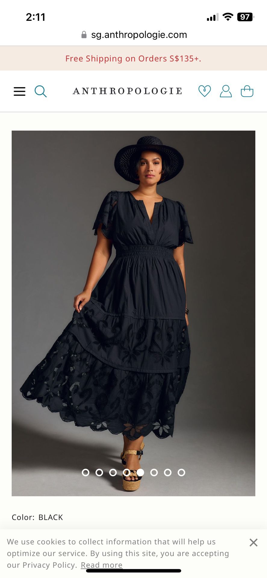 NWT Anthropologie The Somerset Maxi Dress: Cutwork Edition Size 1X - Black