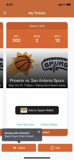 2 TICKETS for SUNS vs SPURS game tonight