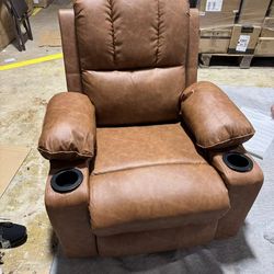 Oversized Recliner Chair, 360° Swivel Rocker Recliners with Heat & Massage, Soft Lazy Boy Recliner Chair with 2 Cup Holders and Side Pocket for Living