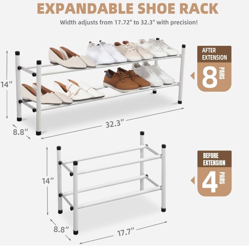 Adjustable Shoe Rack - White
