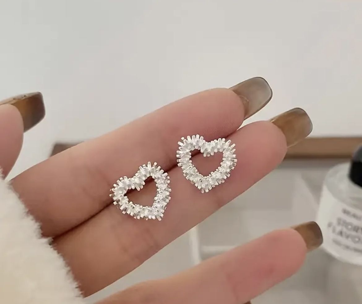Beautiful Heart Wedding Earrings 
