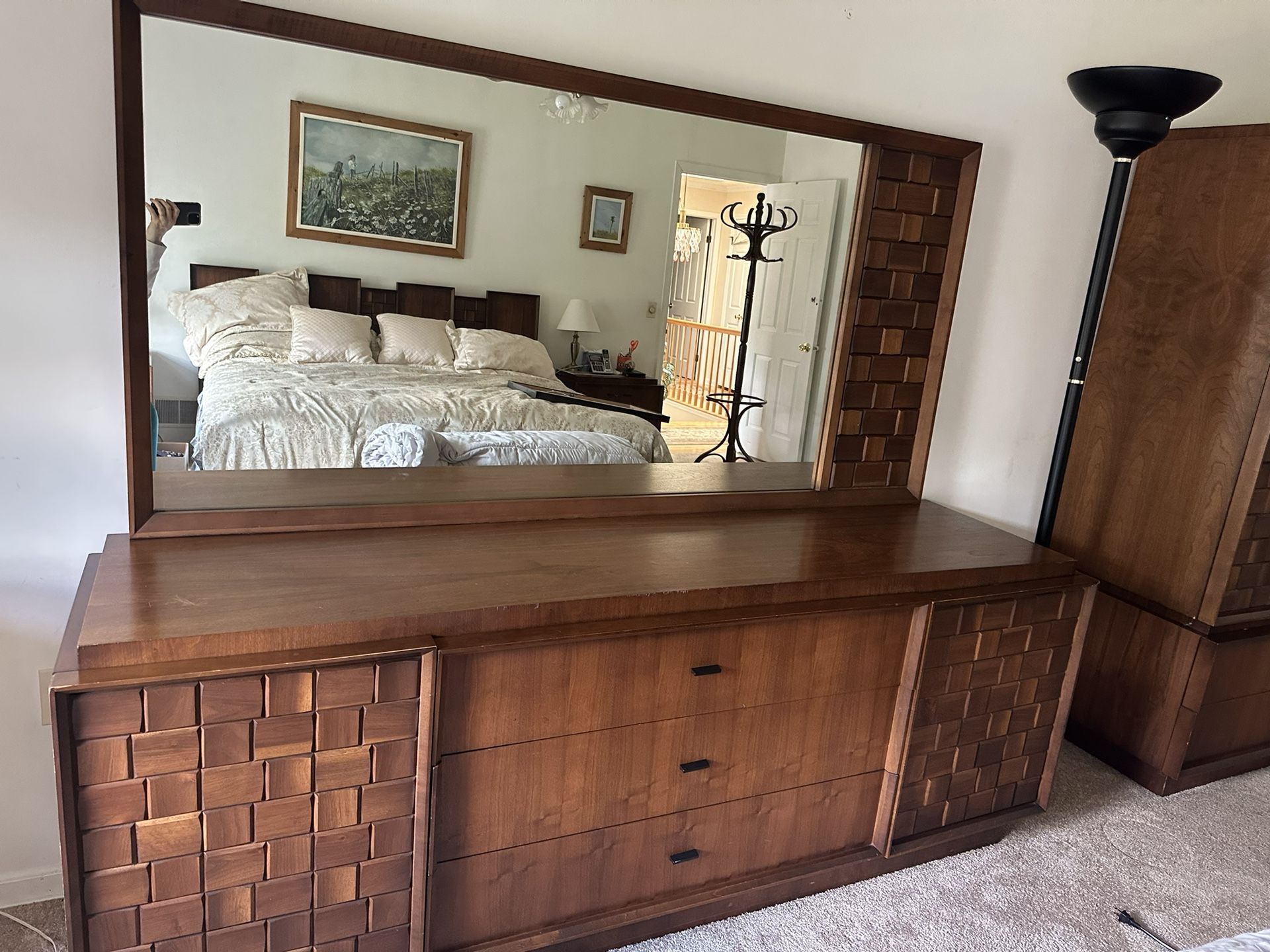 5 Piece Brutalist bedroom set Mid century