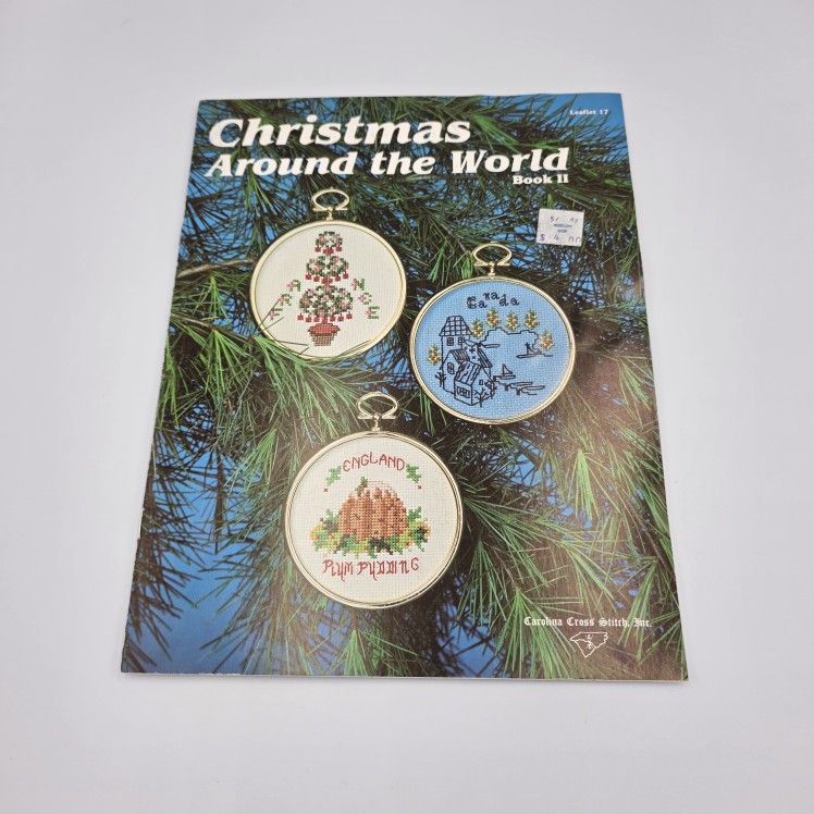 Vtg Christmas Around The World Ornaments Cross Stitch Pattern Book 2 Leaflet 17