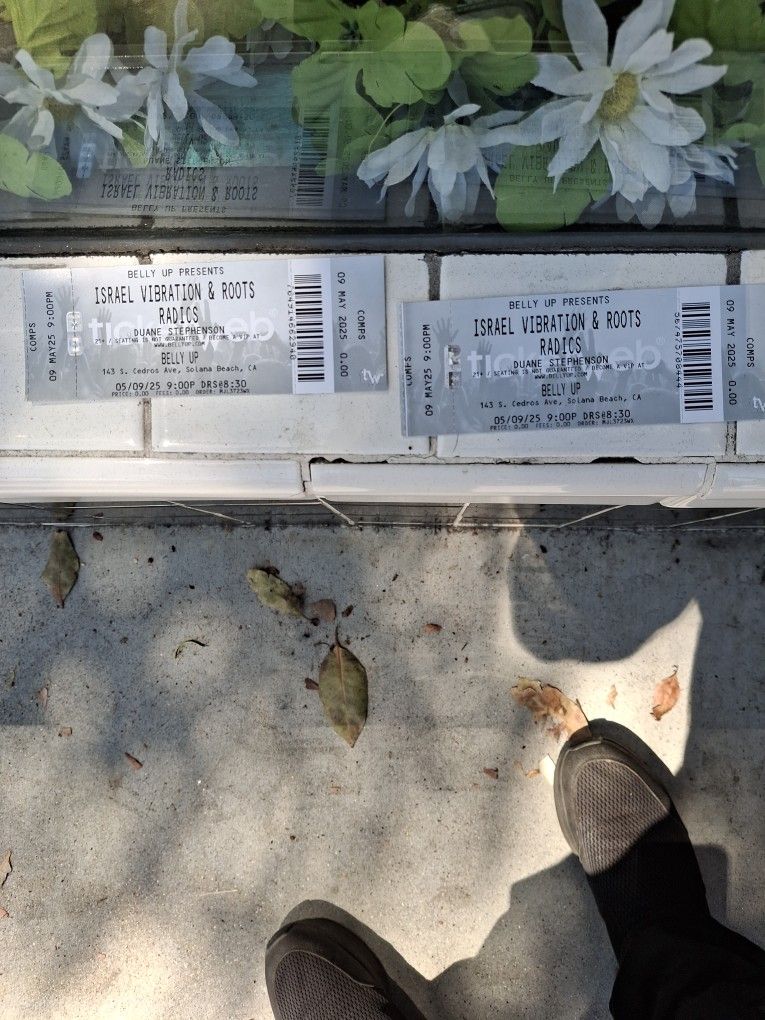 2 Tickets Reggae Show At Belly Up(half off)