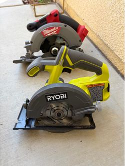 Ryobi 18v 5 1/2” circular saw $60 / Milwaukee Fuel $165  m18 6 1/2” sierra de Mano