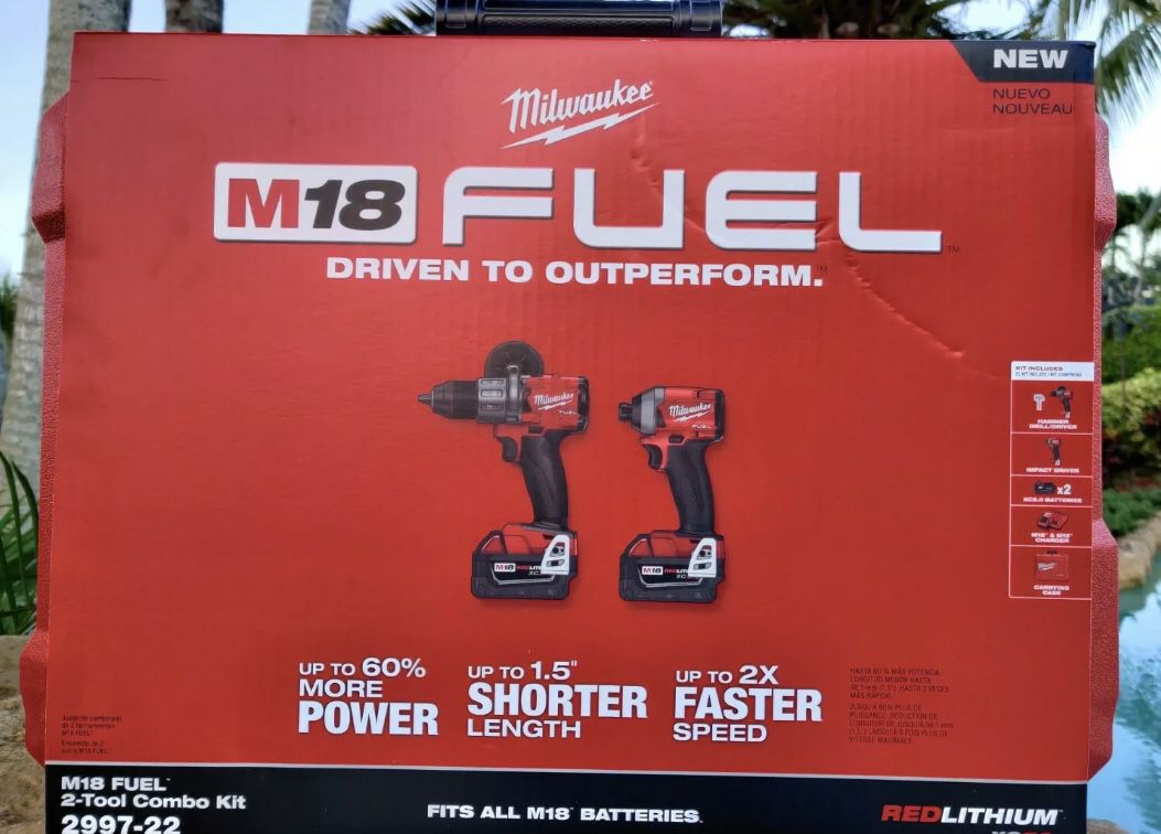 Milwaukee 2997-22 M18 Hammer Drill & Impact Driver Combo Kit w/(2) 5Ah PACKS