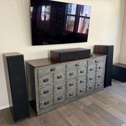 Pottery Barn Clerks Media Console Table Rustic Home Theater