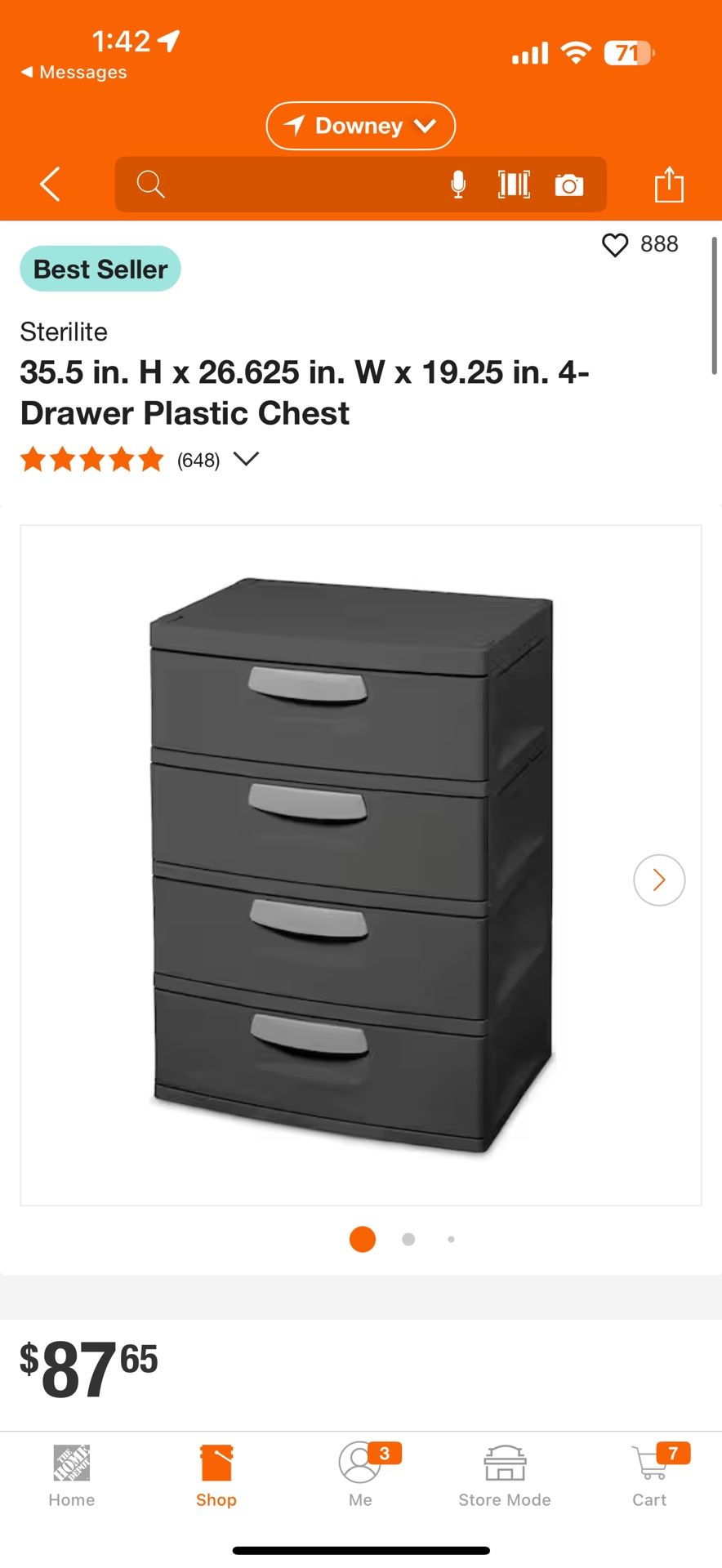 Sterilite 35.5 in. H x 26.625 in. W x 19.25 in. 4-Drawer Plastic Chest
