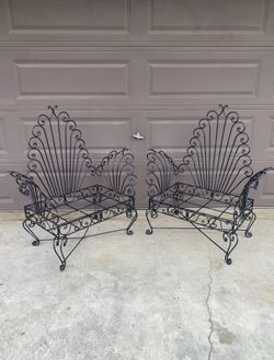 Pair of Vintage Wrought Iron Chairs