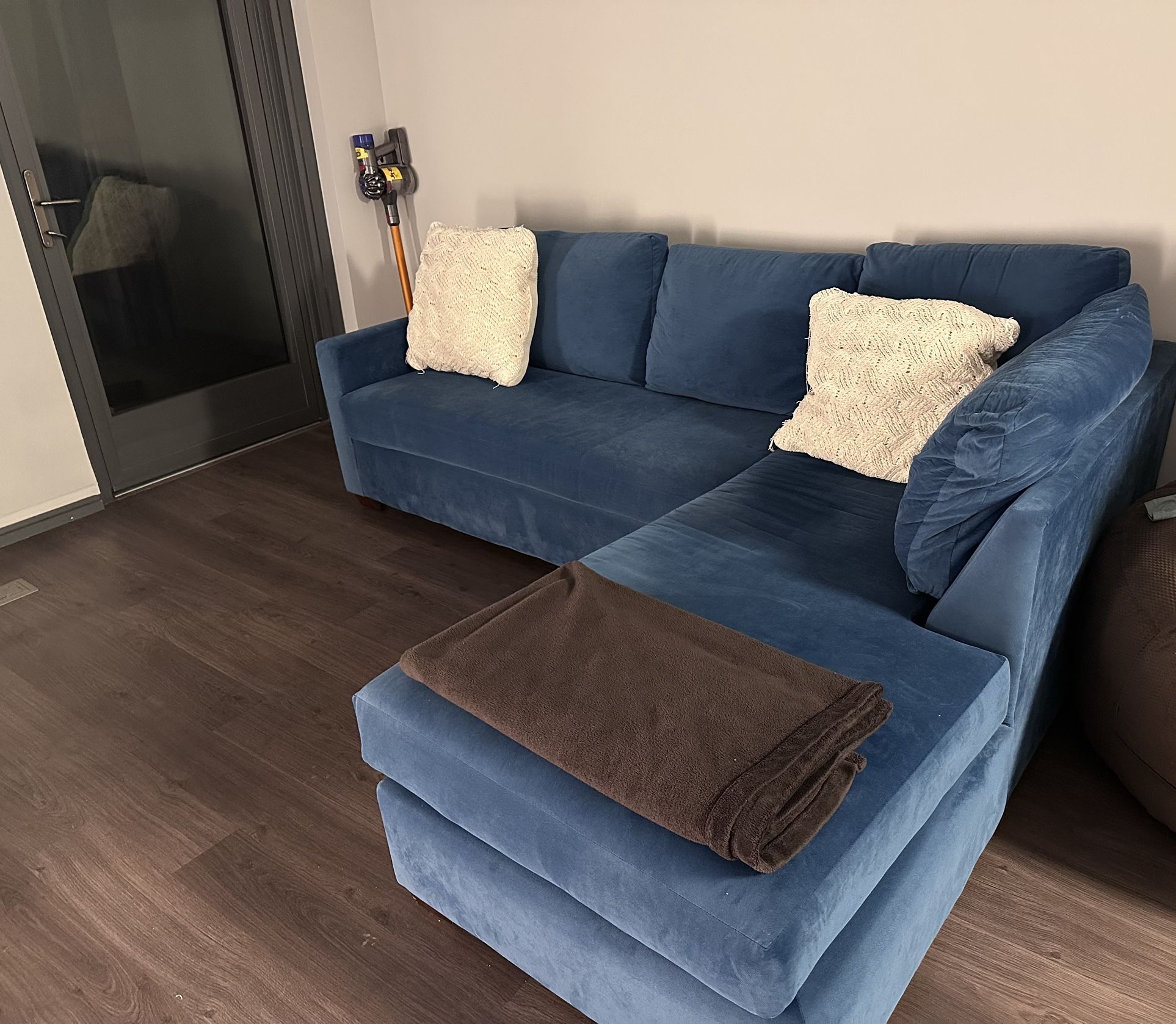 Custom Sectional L Couch (Blue) - Price Lowered