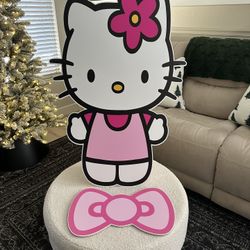 3 Foot Pink Hello Kitty Prop With Bow