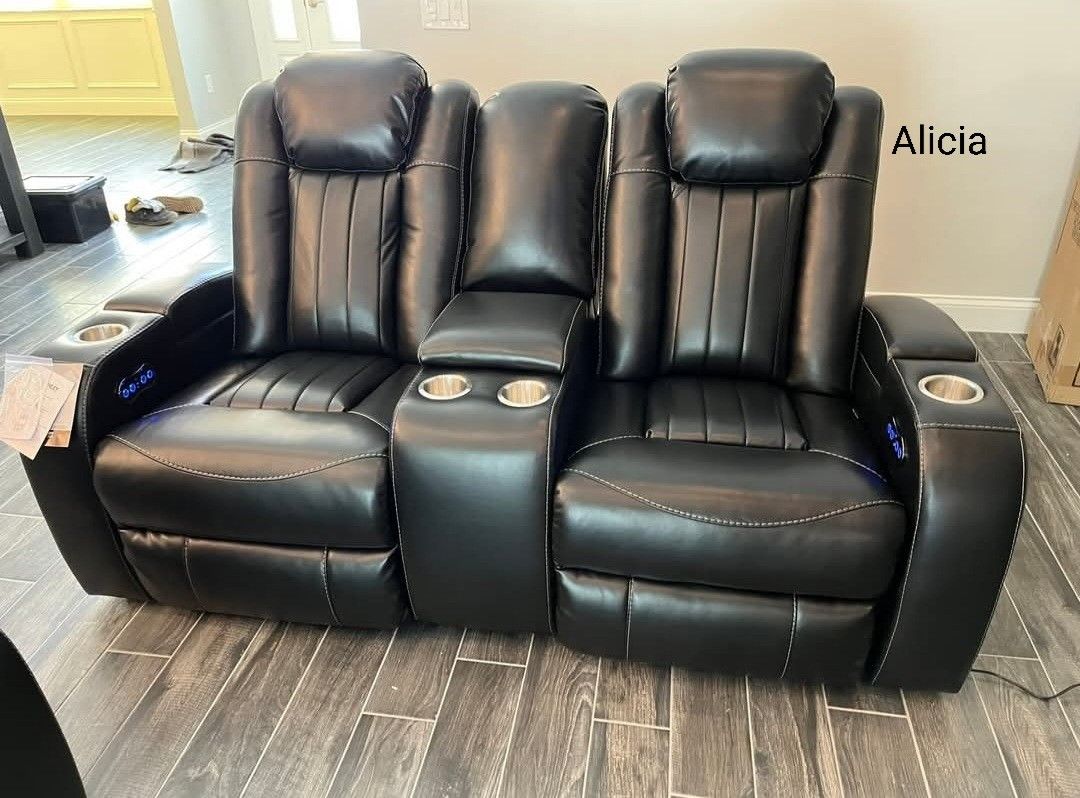 AP🎉 Black Power Reclining Sofa and Loveseat// Financing - Delivery