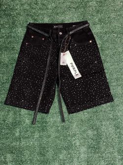 Purple Brand black denim rhinestone shorts Size:28