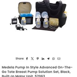 Medela Pump In Style Advanced On-The-Go Tote Breast Pump Solution Set, Black, Built-In Motor Unit, 57063