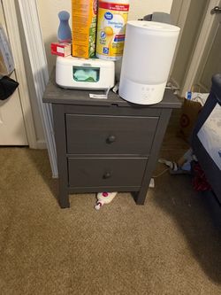 Dark Gray 2-Drawer Nightstand