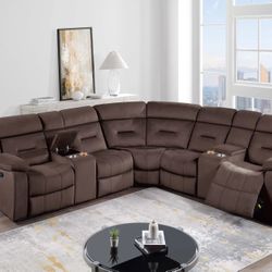Brand New Super Comfy Brown Sectional Sofa Set 