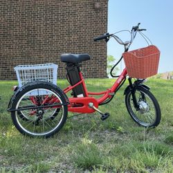 Electric Trike For Adults With Cargo Basket, Pedal & Throttle Assist, Speed Up To 15MPH - Brand New 